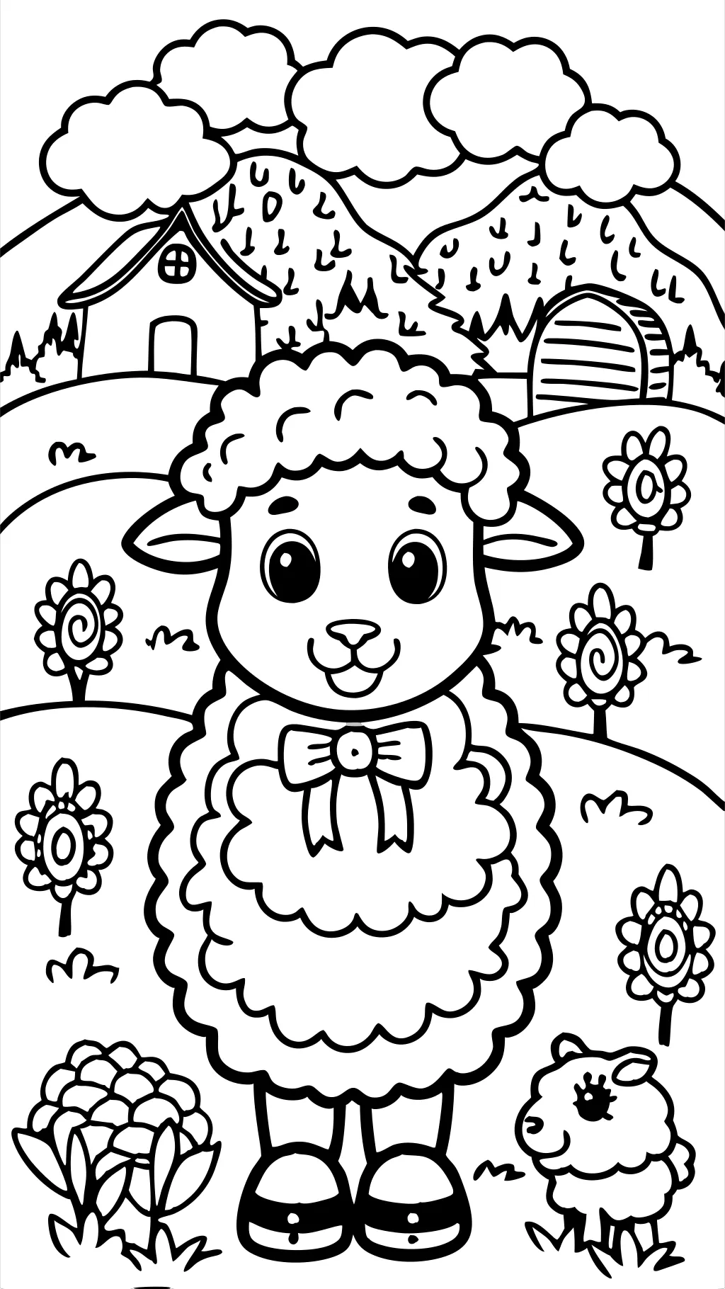 coloriages de moutons et de bergers